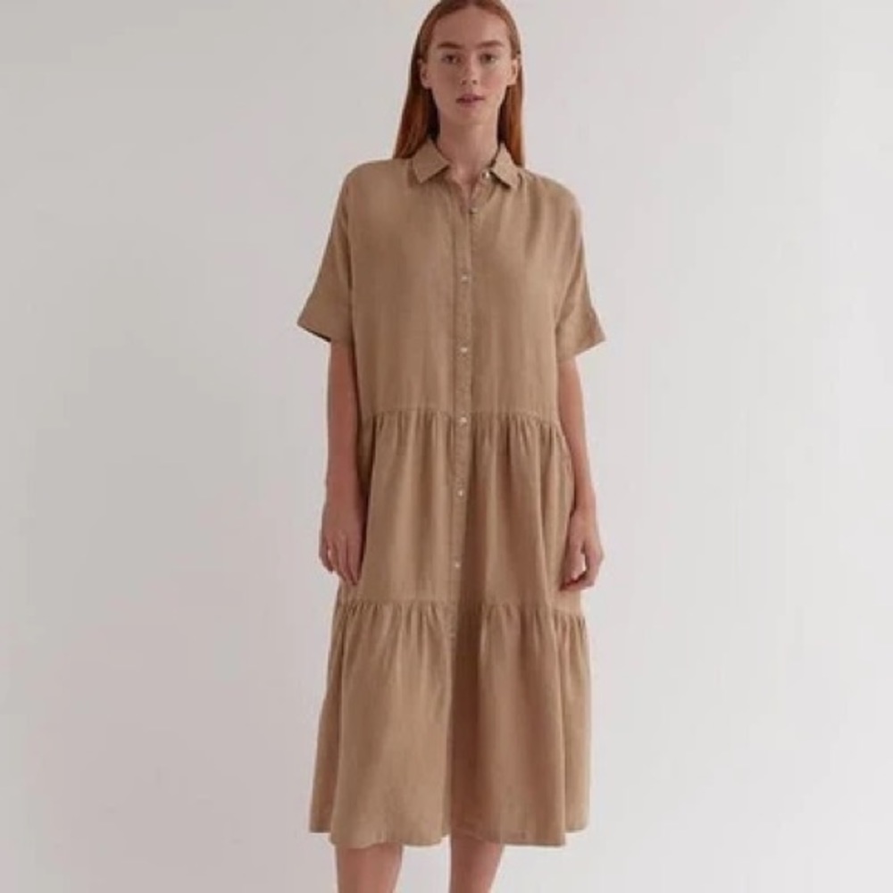 Assembly Label - Tiered Linen Shirt Dress